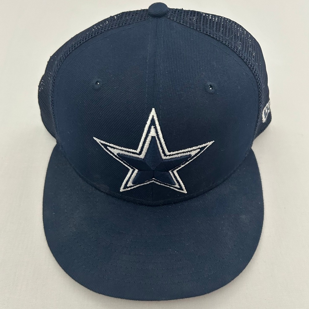 New Era Dallas Cowboys Hat Mens OSFM Navy Blue 9FIFTY Snapback Trucker Mesh NFL